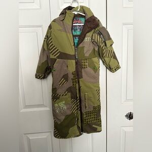Burton Patchwork Kids’ Green and Brown Insulated Full Zip Snowsuit- size 2T